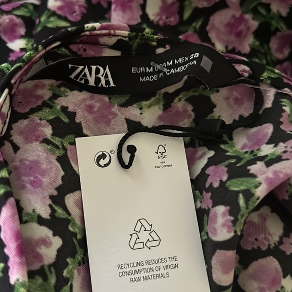 NWT Zara Black & Purple Floral Printed Cutout Halter Top - M - Picture 11 of 14